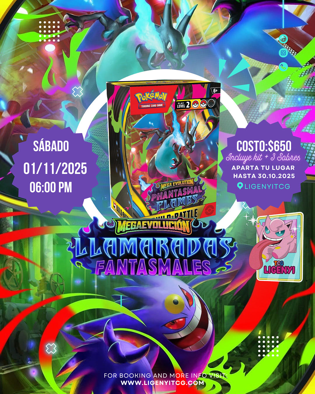 🎃✨ PRERELEASE MEGA EVOLUCIONES – PHANTASMAL FLAMES ✨🎃