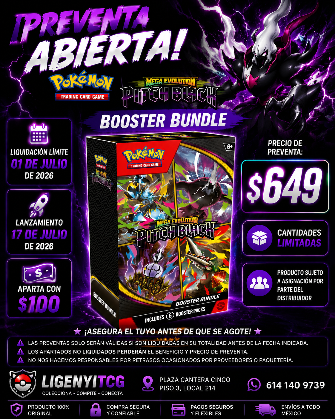 🔥⚫ PREVENTA ABIERTA – PITCH BLACK ⚫🔥

 

📦 Booster Bundle